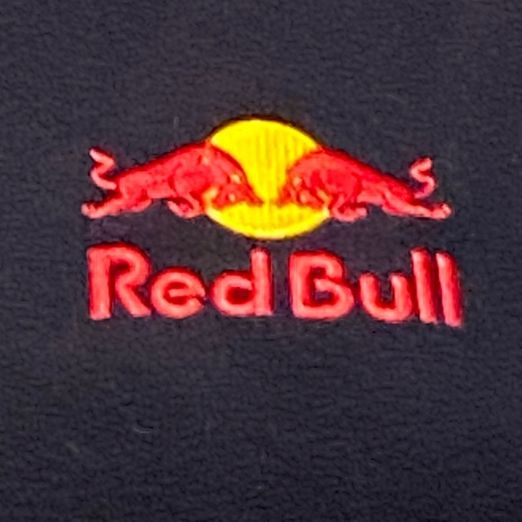 Red Bull Energy Drink Embroidered Soft Lightweight Black Fleece Jacket Small EUC - Picture 3 of 4